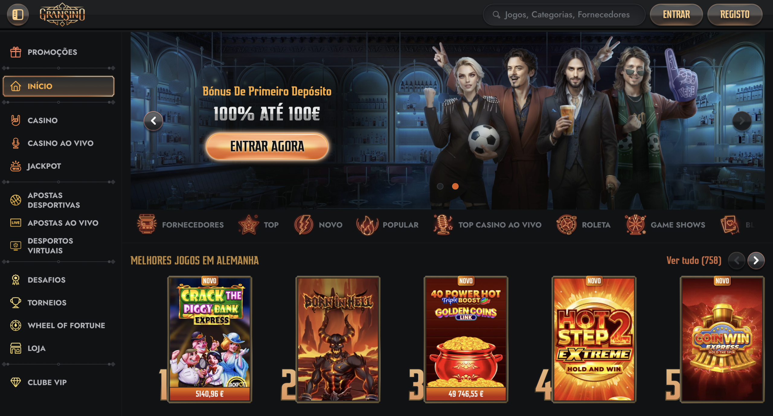 Gransino: Casino Completo com Slots, Live Dealers e Cashback